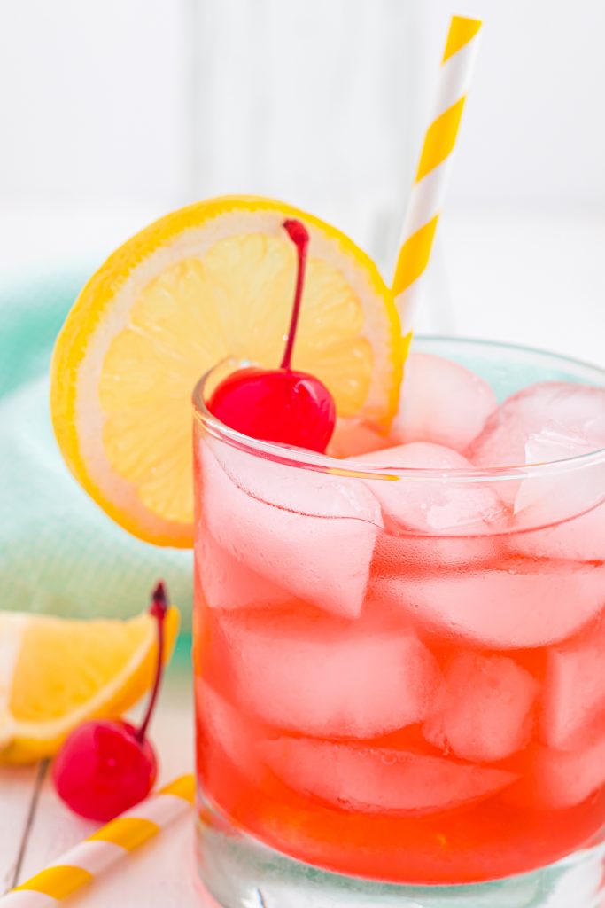 close up of vodka cherry sour cocktail