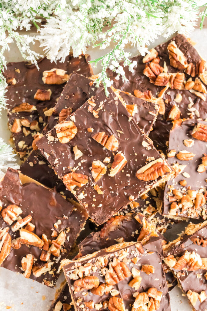 Christmas crack with pecans on top.