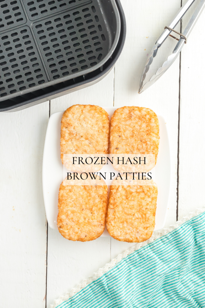 Frozen hash brown patties on a plate.