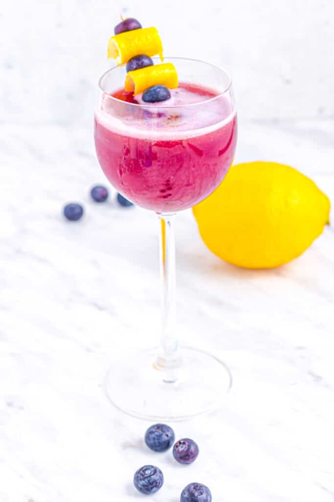Blueberry cocktail with lemon and blueberries.