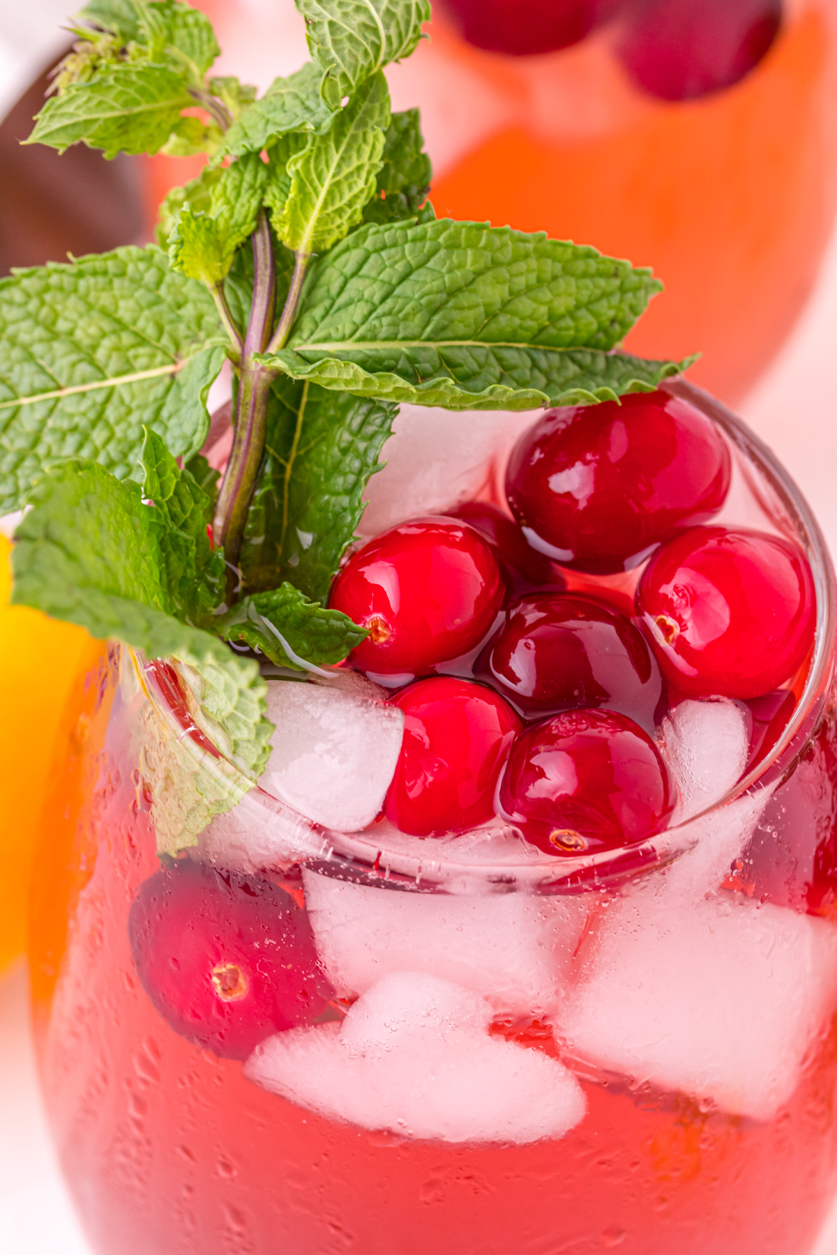 Closeup cranberry cocktail.