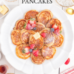 Pancakes on round platter.
