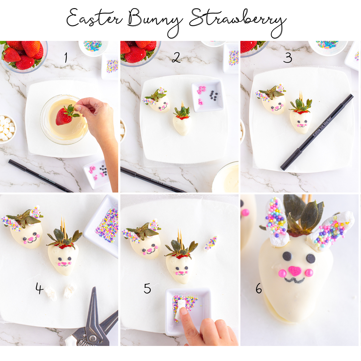 How to make an Easter Bunny Strawberry step by step.