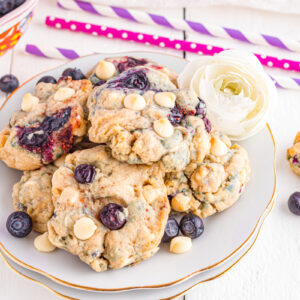 Plate of blueberry cookies.