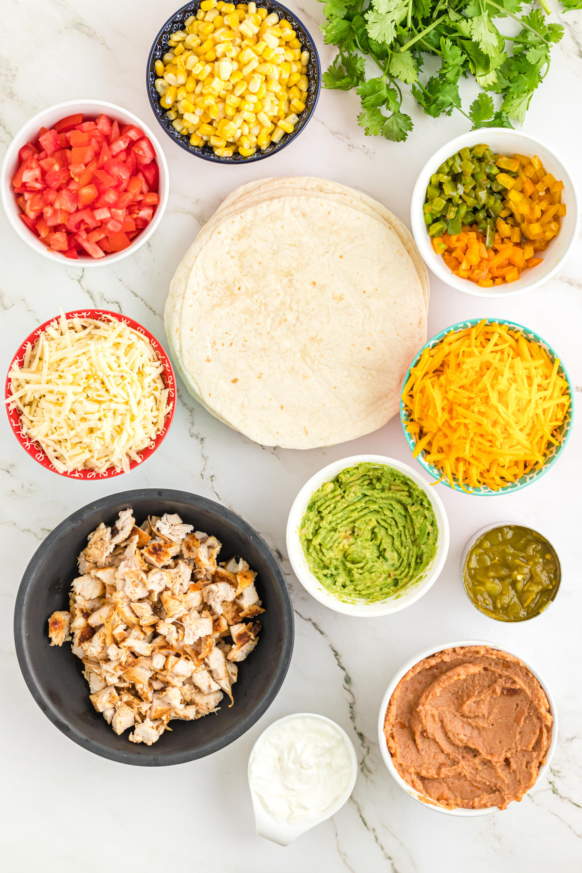 Ingredients for waffle quesadillas.
