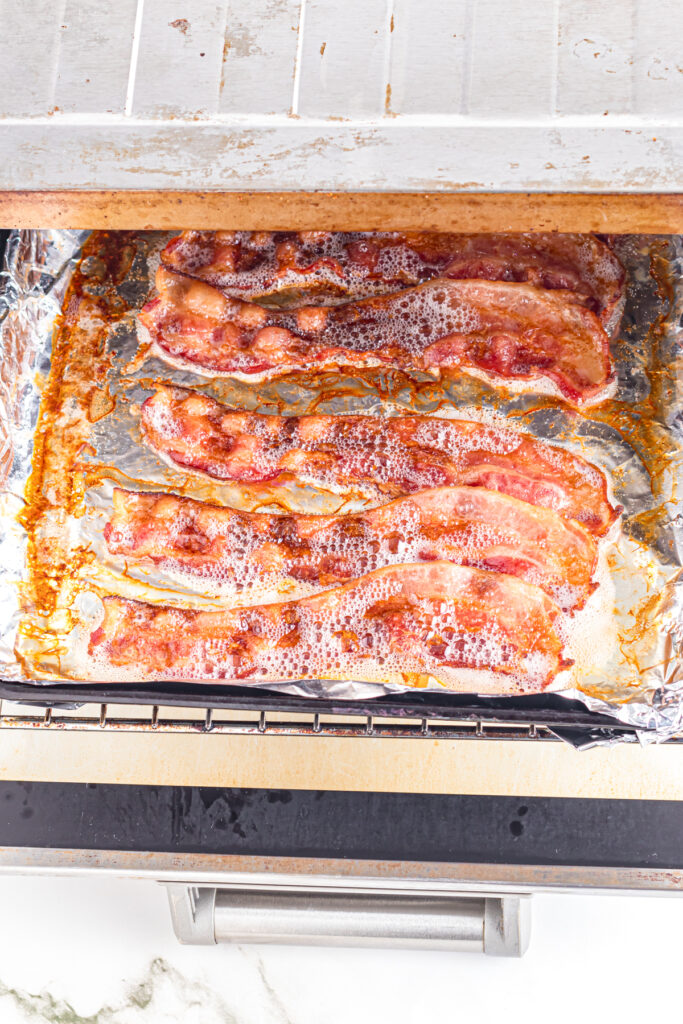 Cooked bacon in toaster oven.