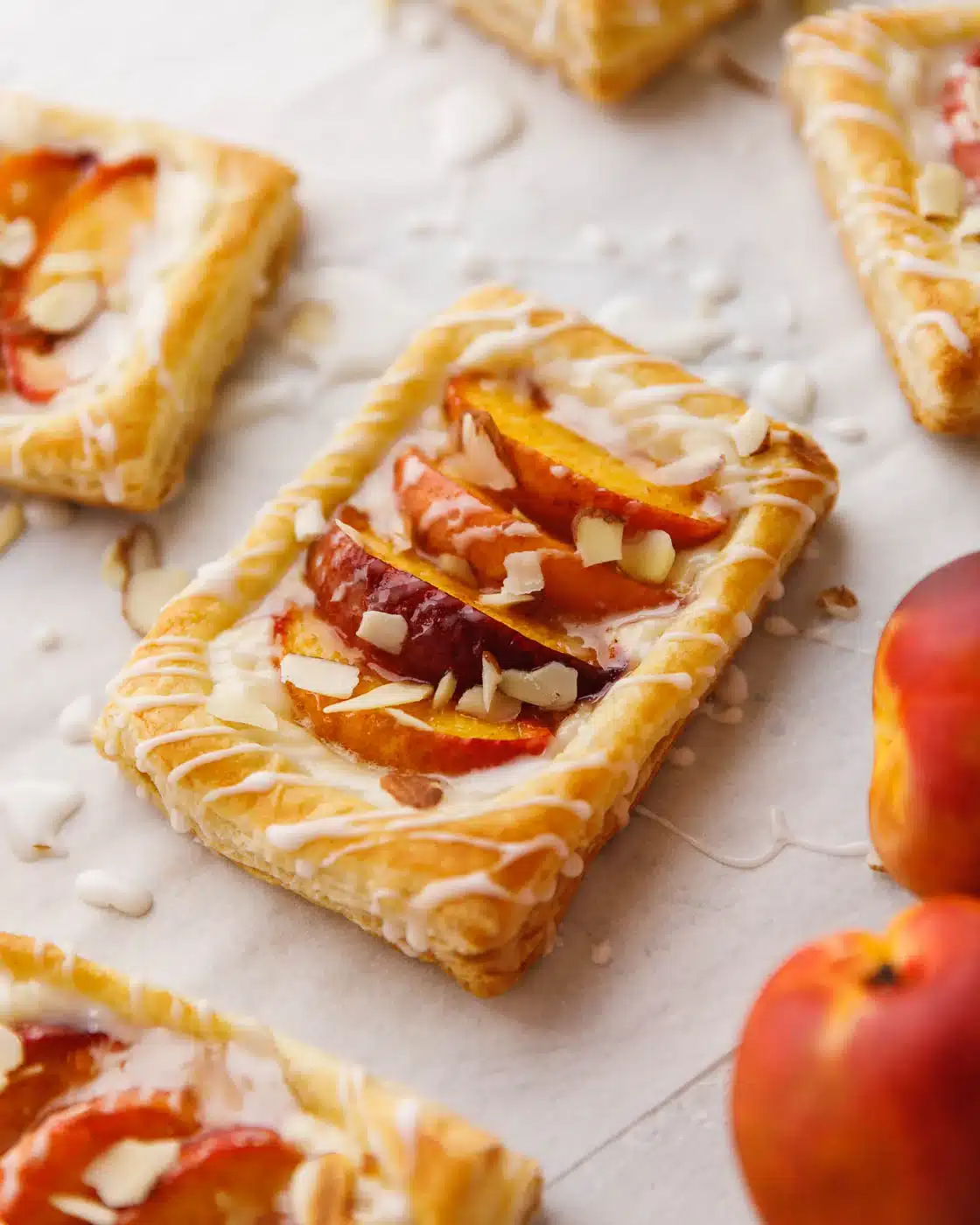 PEACH DANISH ON COUNTER.