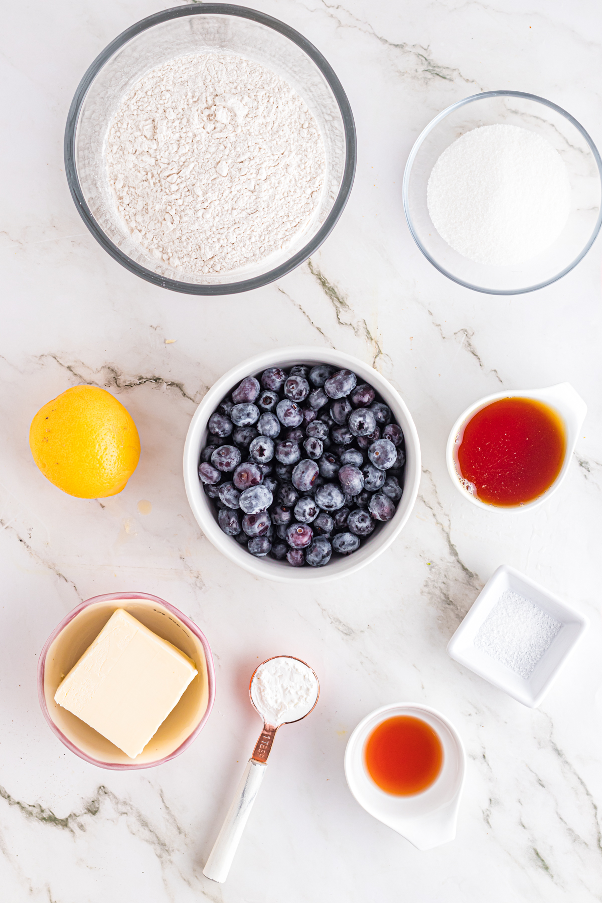 Ingredients for blueberry bars.