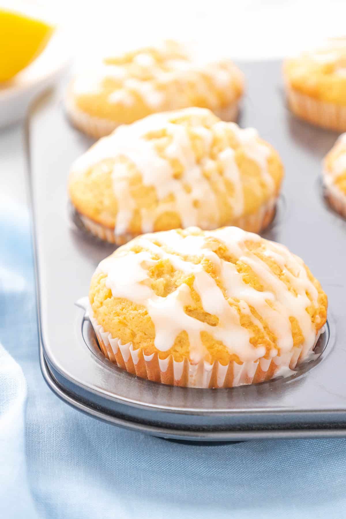 LEMON MUFFINS IN MUFFIN TIN.