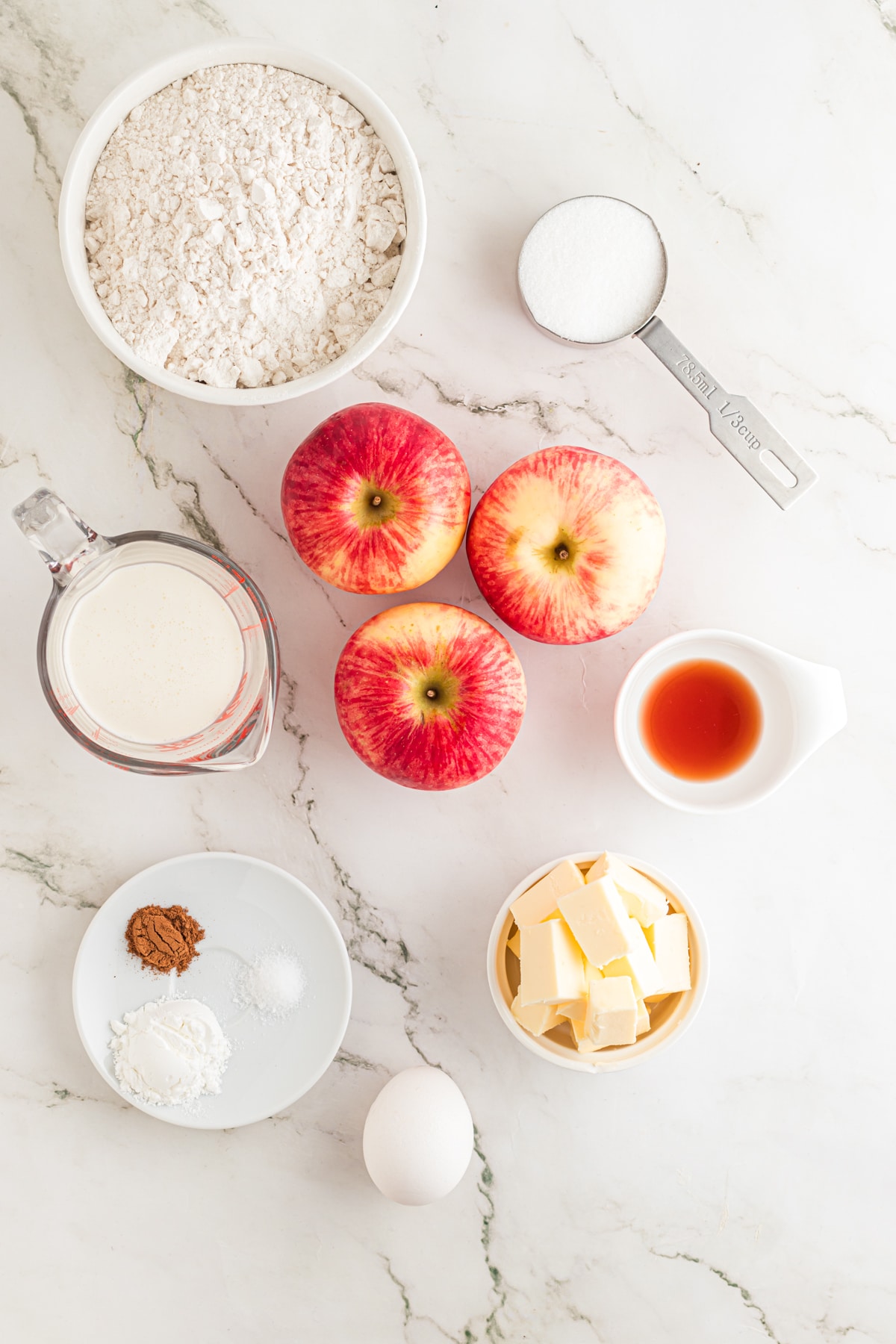 Ingredients at the counter for Apple Scones.
