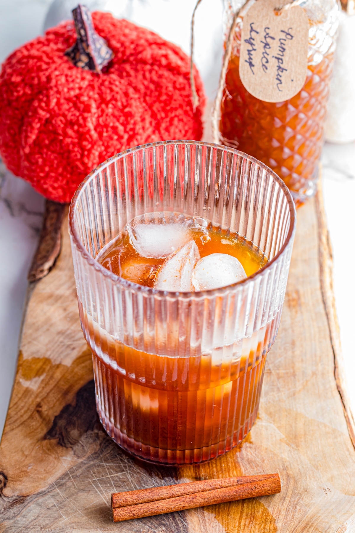 Adding Espresso into a snowy glass.
