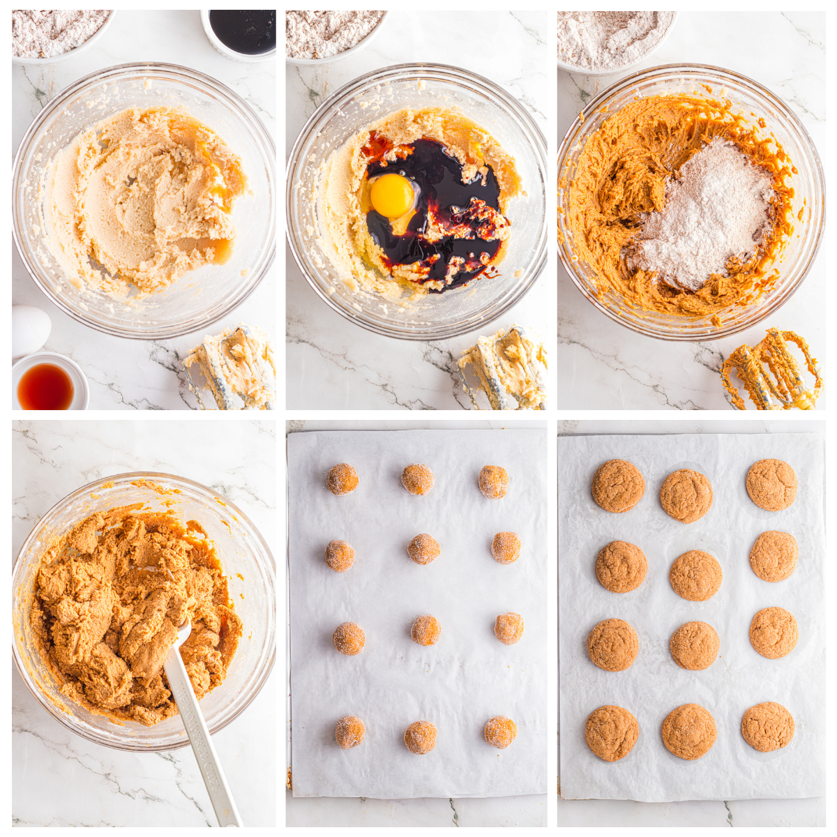 Making gingersnap cookies step by step.
