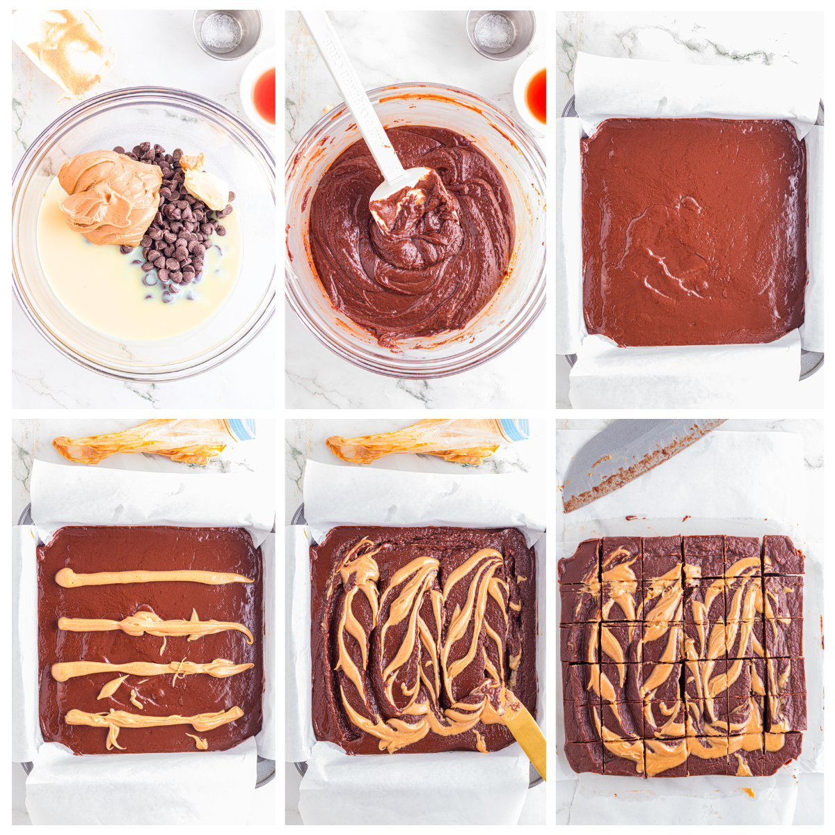 Making chocolate peanut butter fudge step by step.