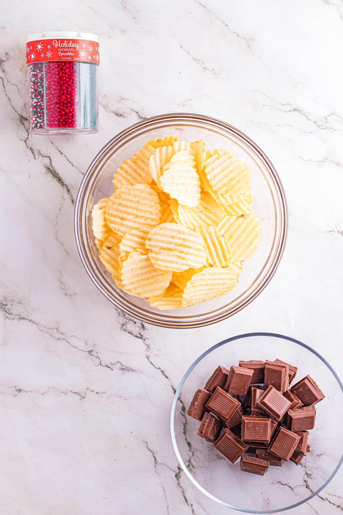 Ingredients for gourmet chocolate dips chips.