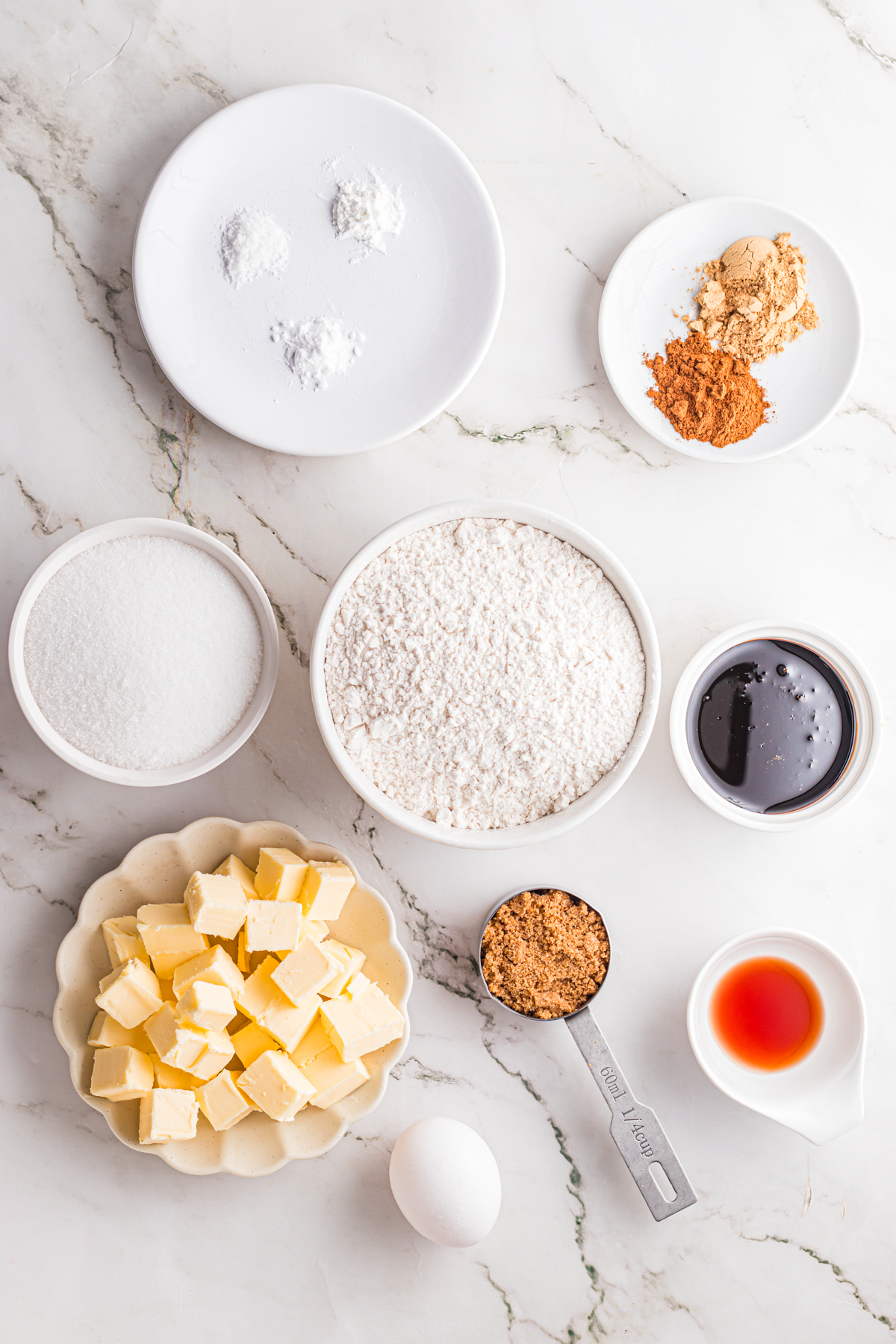 Ingredients for gingersnap cookies.