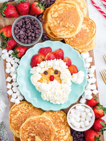 Santa pancakes served charcutie board style.