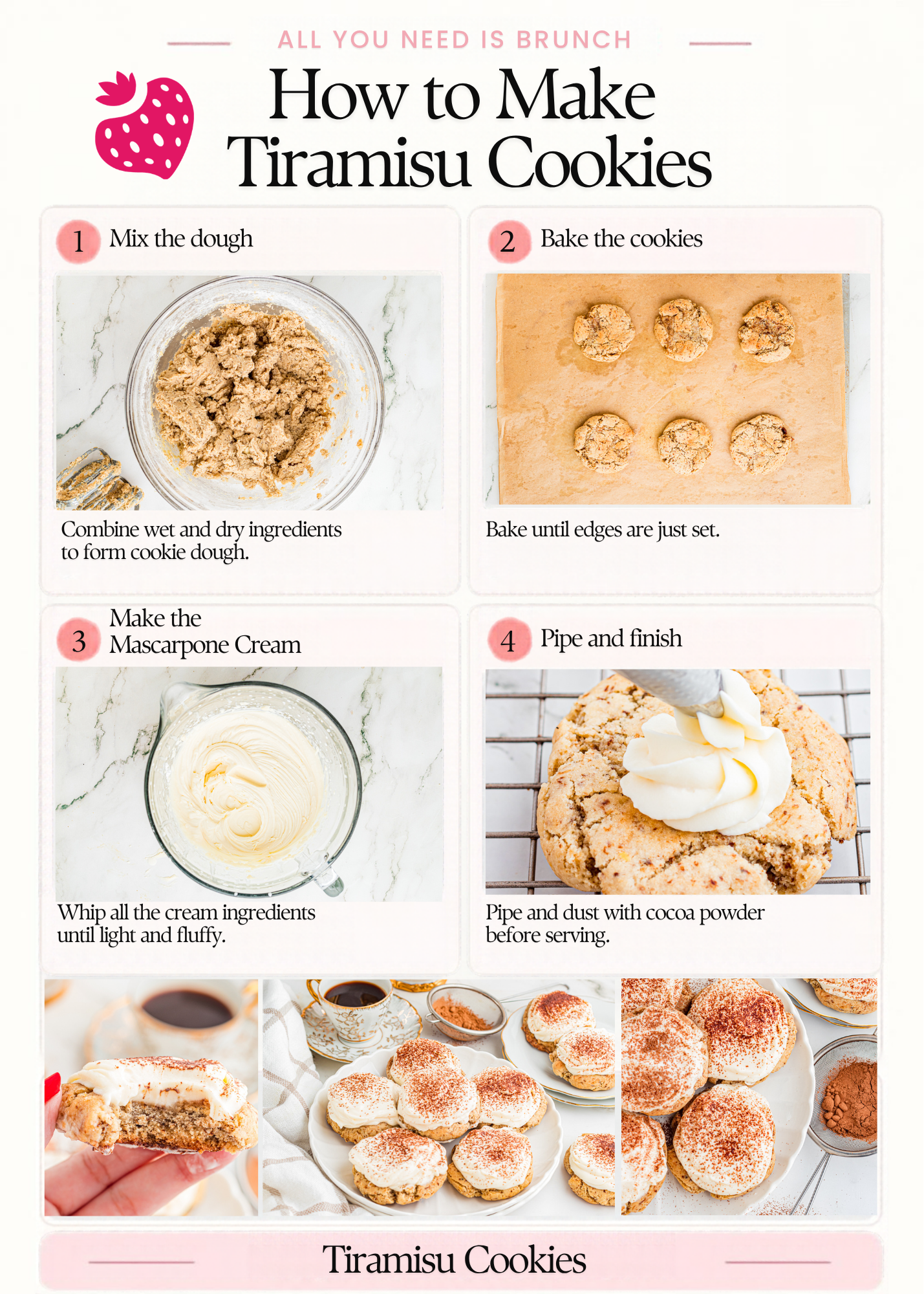 Step by step making tiramisu cookies.